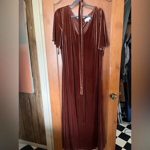 Revelry Brown Velvet Full Length Formal Dress 3x